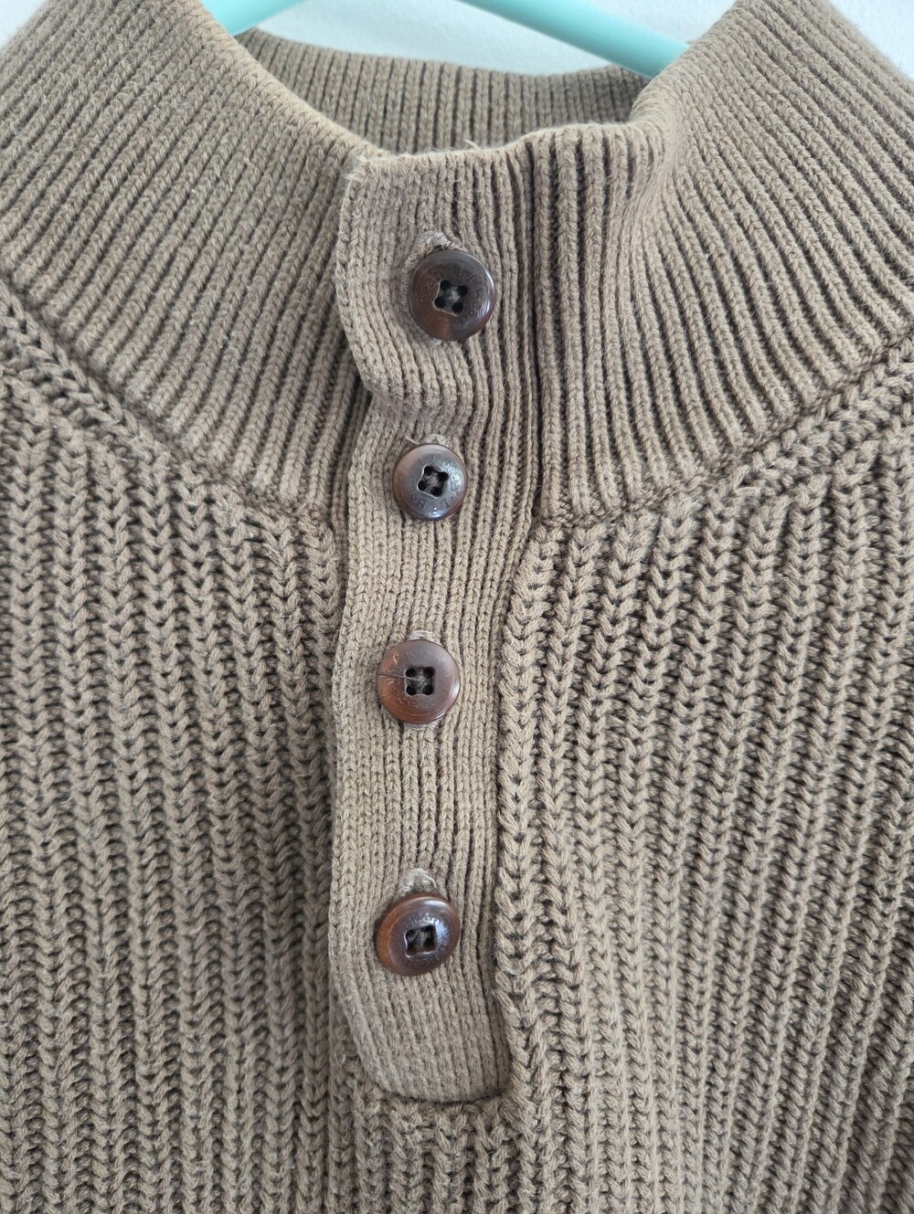 L.L. Bean Men’s Zip-Up Ribbed Sweater in Tan